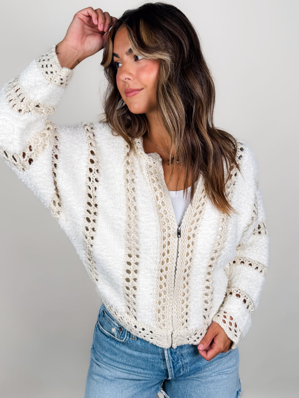 Fluffy Cloud Zip Sweater