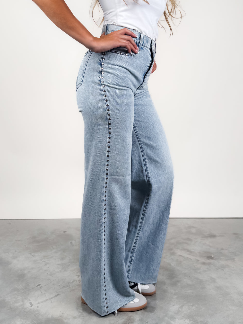 Far Out High Rise Wide Leg  in Let's Dance