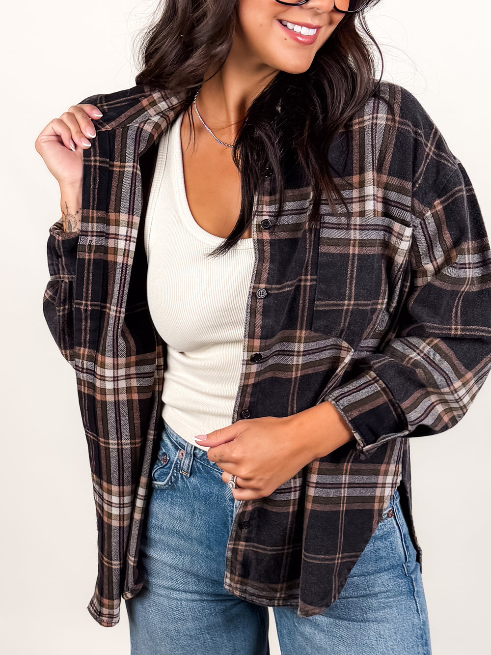 Fall Leaves Blowing Plaid Shirt