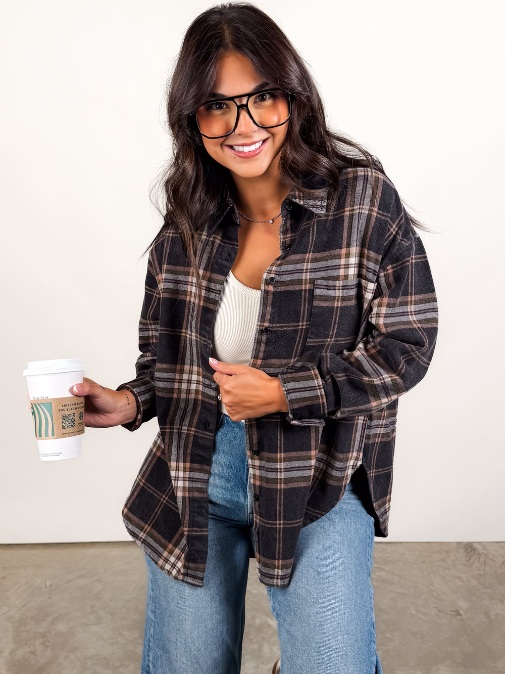 Fall Leaves Blowing Plaid Shirt