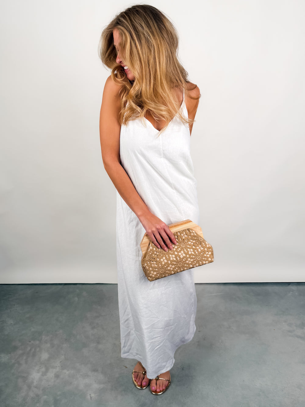 White Linen Midi Dress