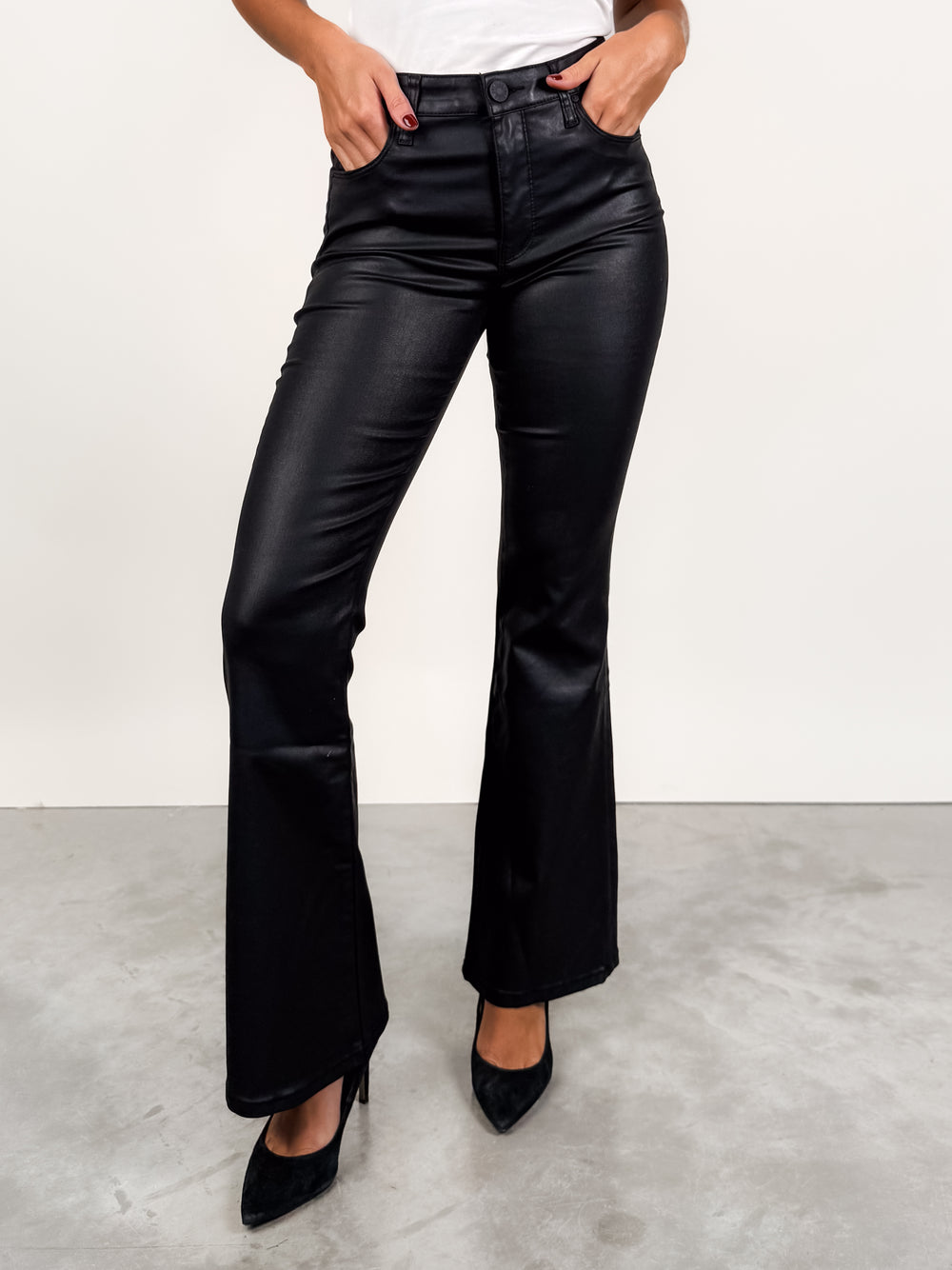 Ana Coated High Rise Flare in Black