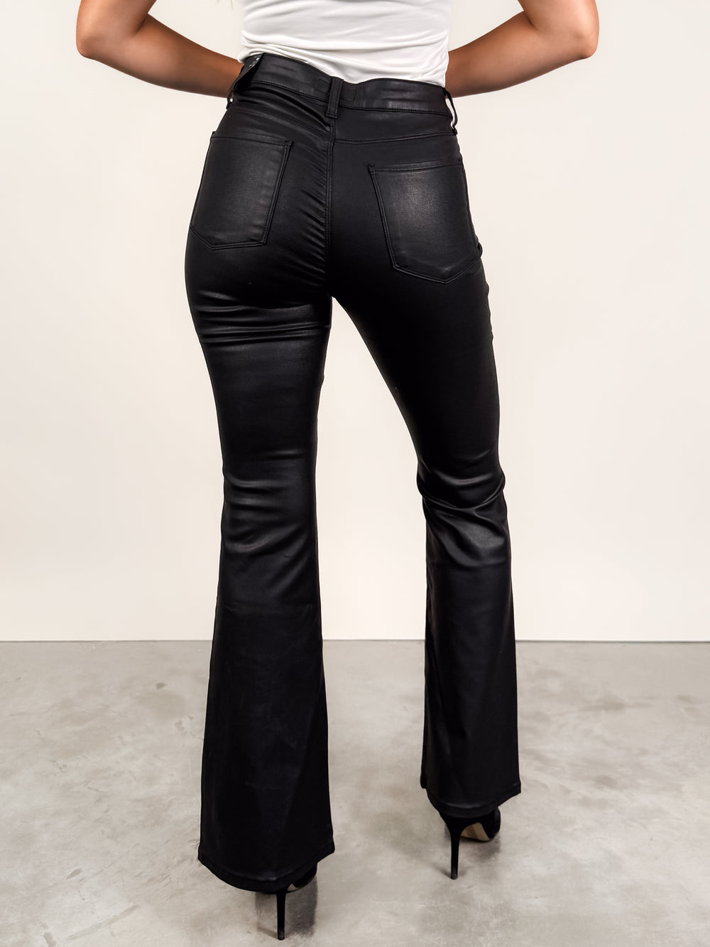 Ana Coated High Rise Flare in Black
