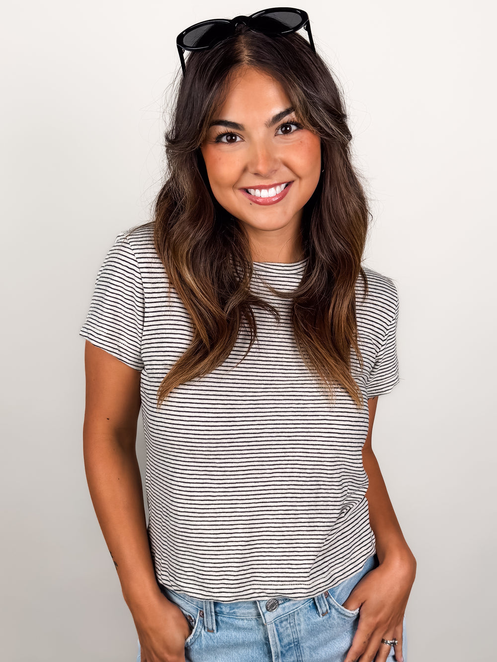 Vivian Stripe Hemp Milk Tee