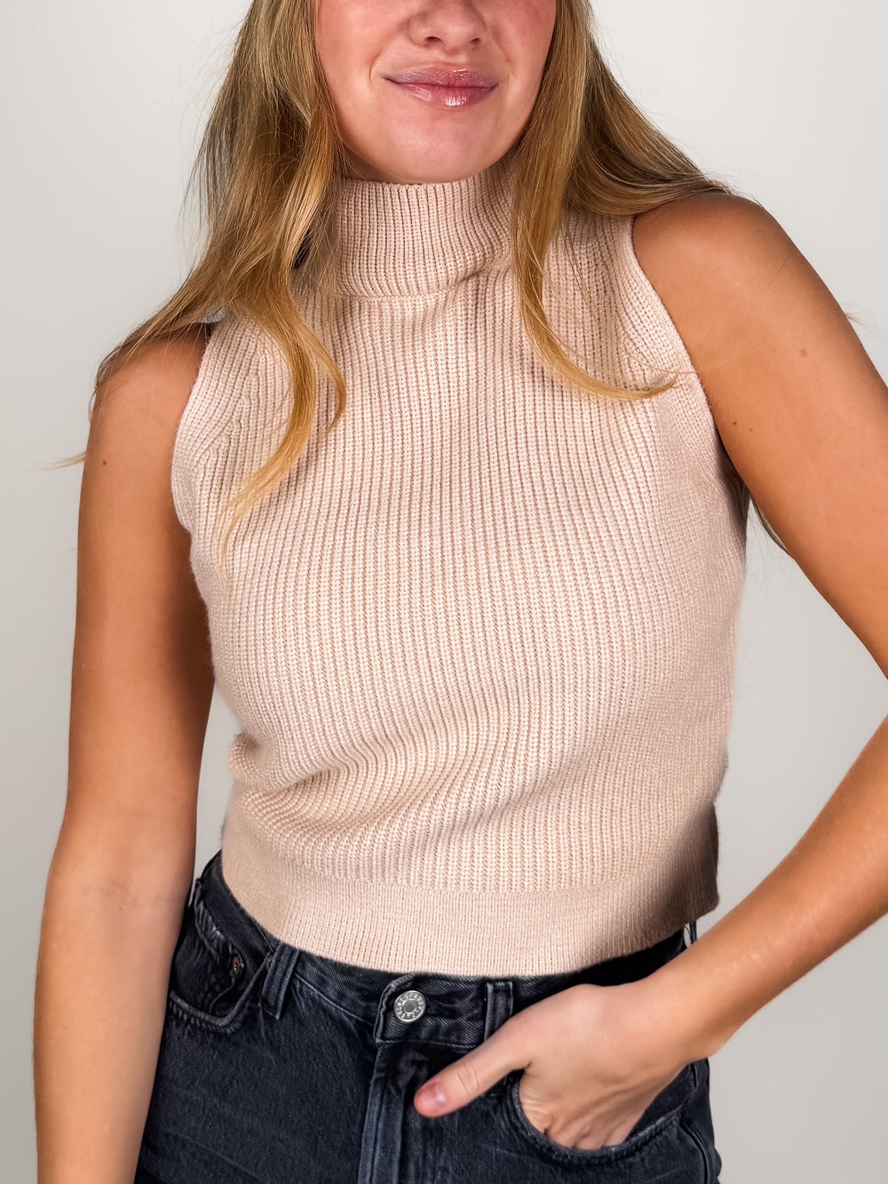 Treat Me Well Mock Neck Sweater Vest in