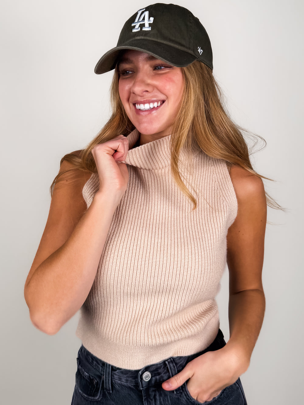 Treat Me Well Mock Neck Sweater Vest in