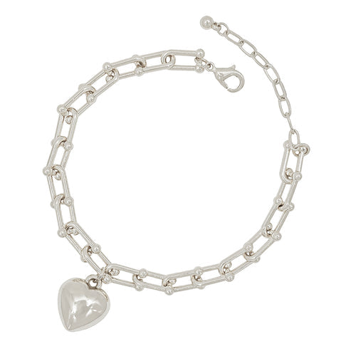 Puffy Heart Chain Bracelet