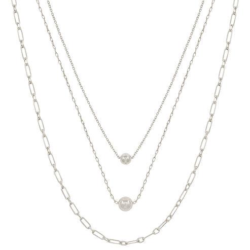 Ball With Chain Triple Layer Necklace