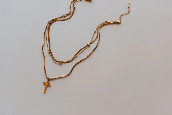 Layered Cross Pre Stack Necklace