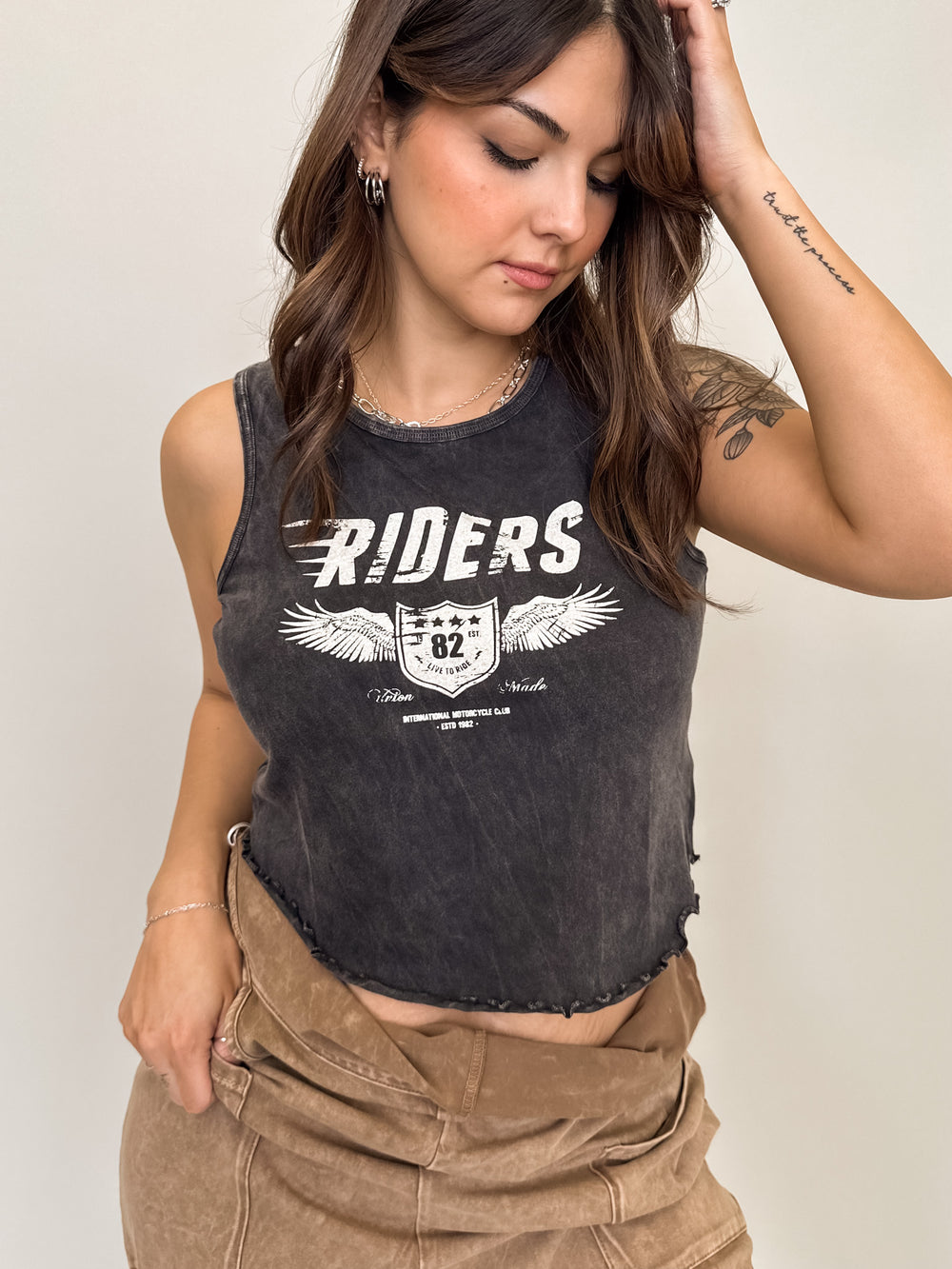 Riders motorcycle Lettuce Edge Graphic Tank