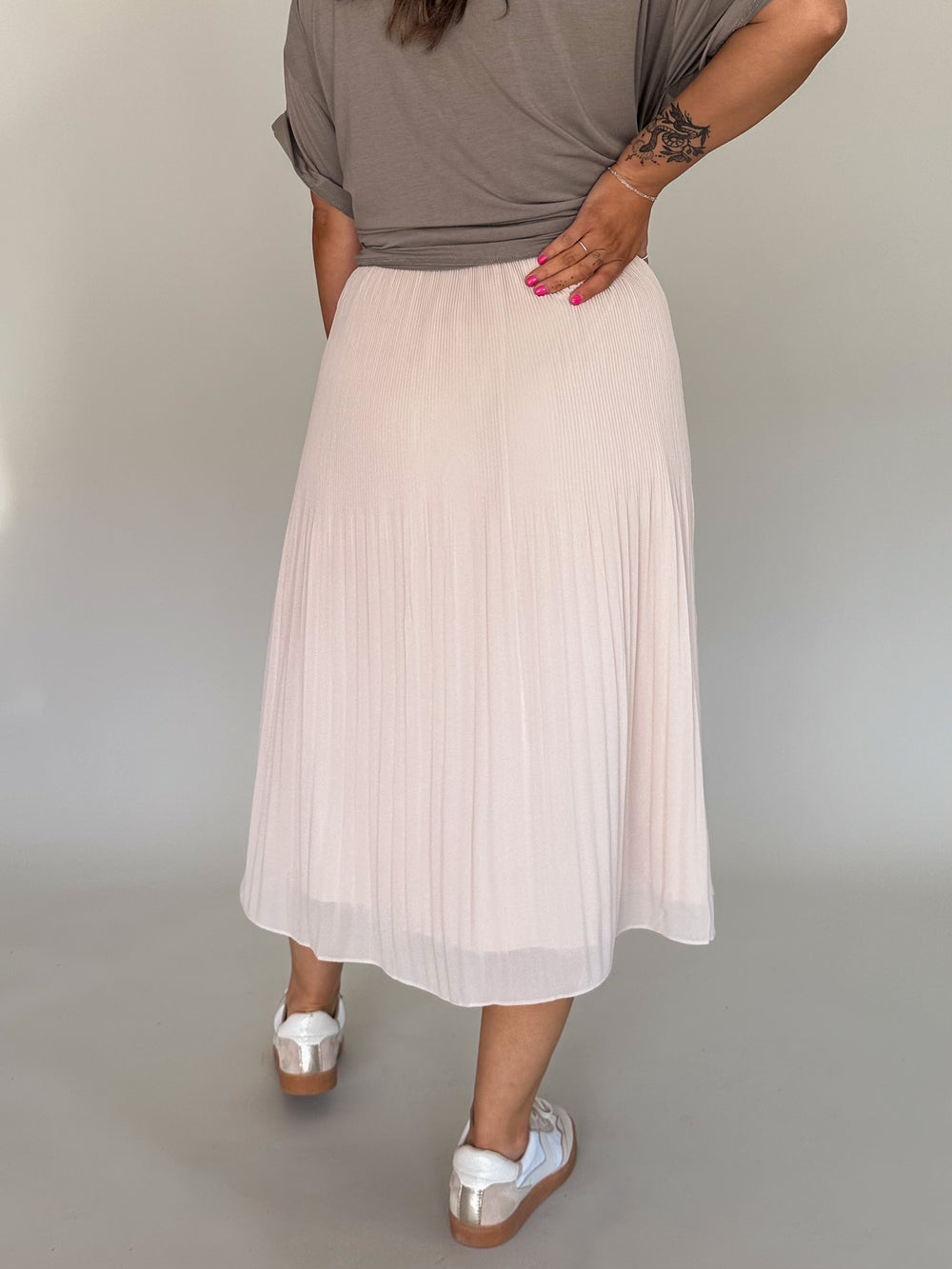 Midi Flare Pleated Skirt