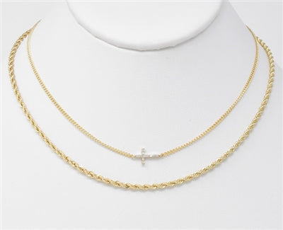 837 Braided Chain Cross Layer Necklace