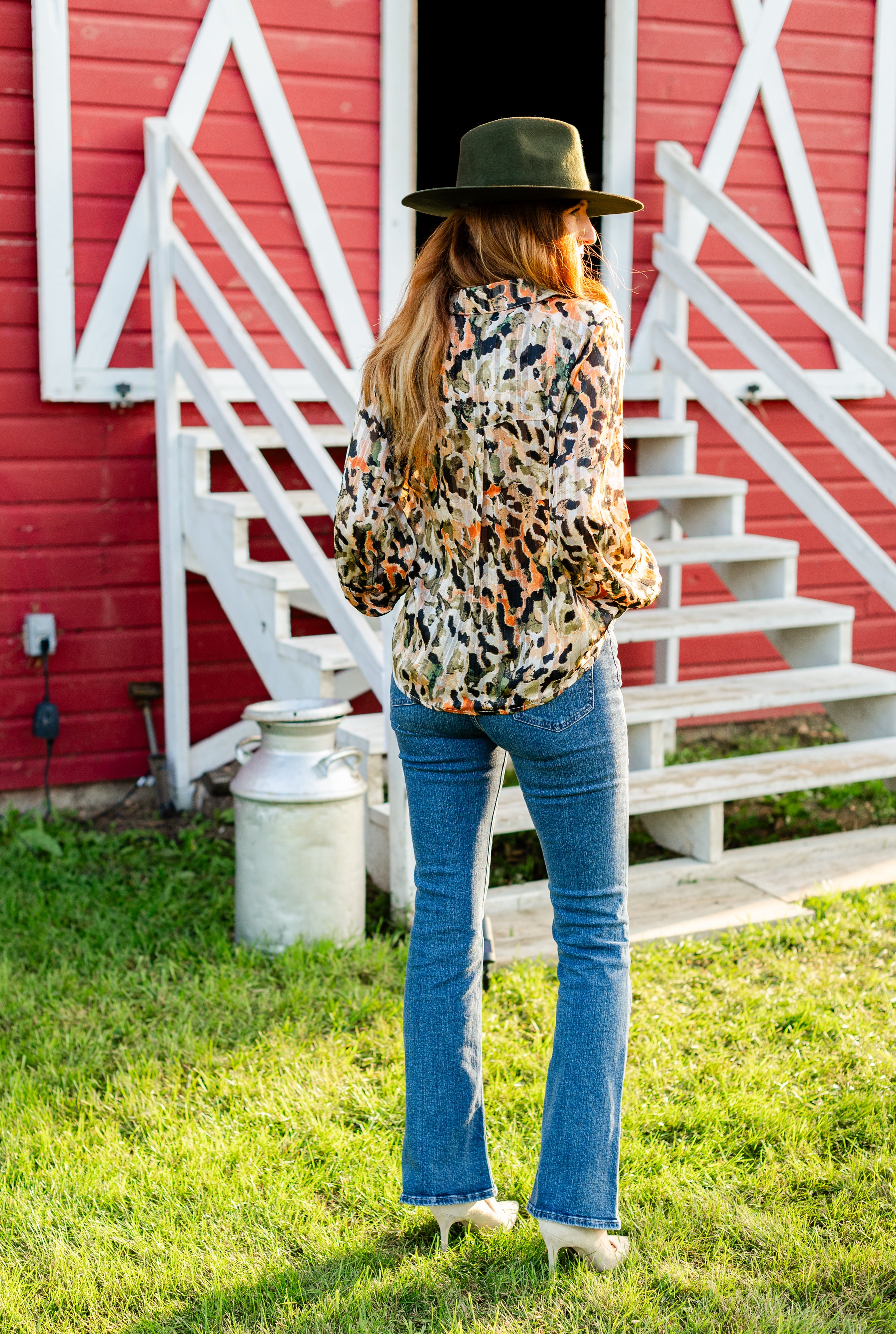 Water Colors Printed Button Down Top