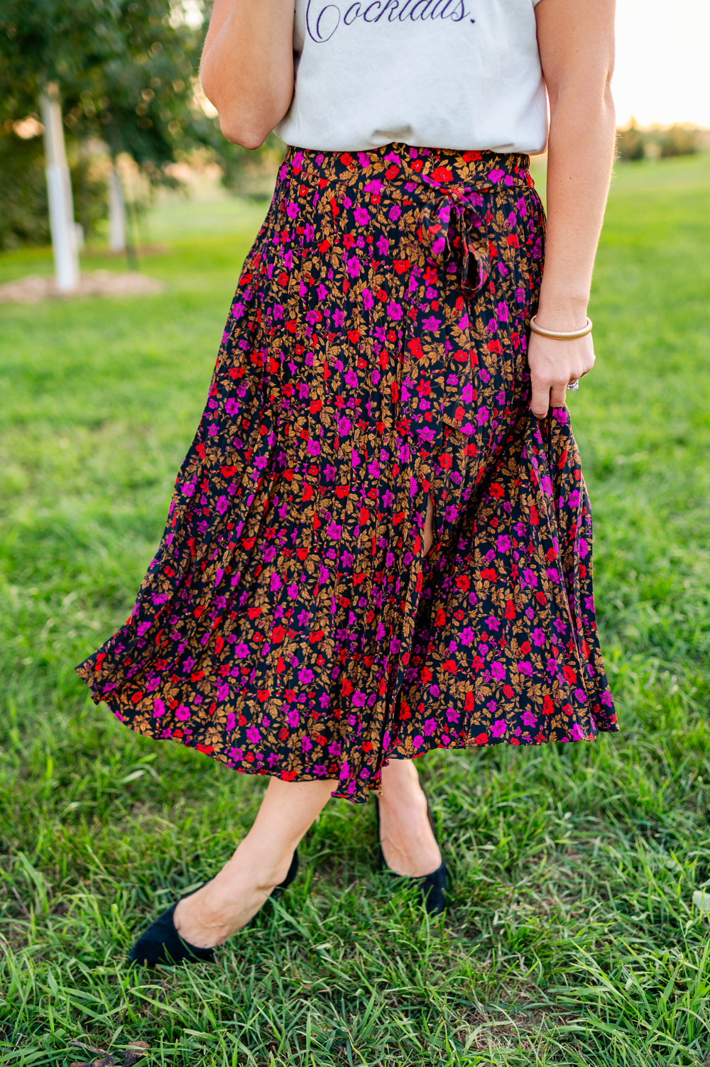 Check My List Midi Skirt