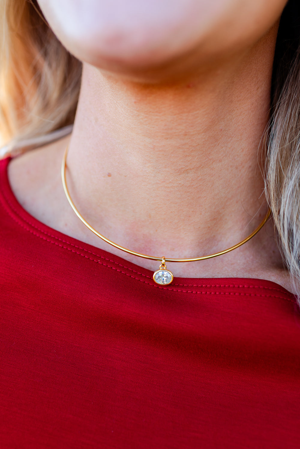 Oval Crystal Collar Necklace