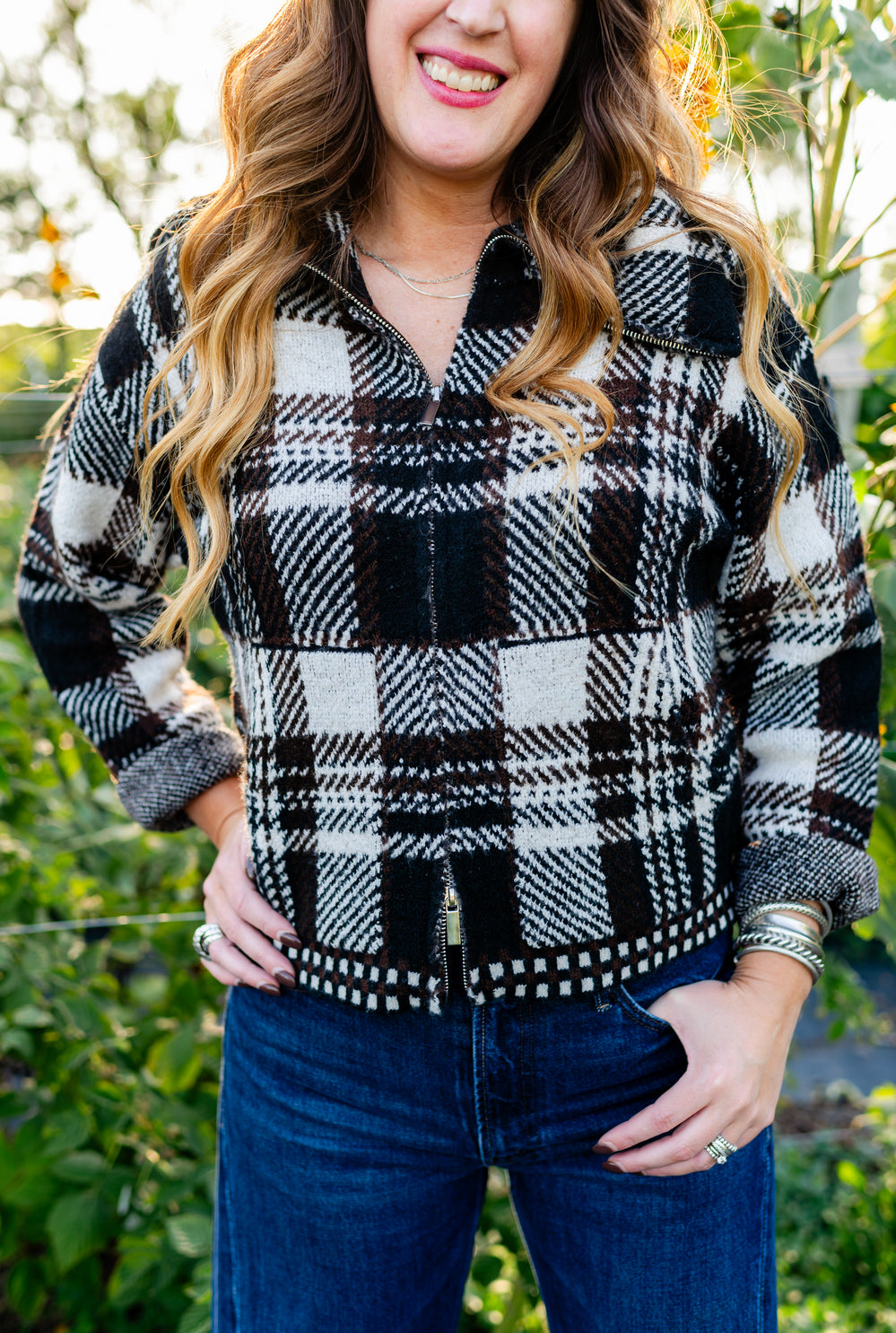 Rue Zip Up Sweater Knit Jacket