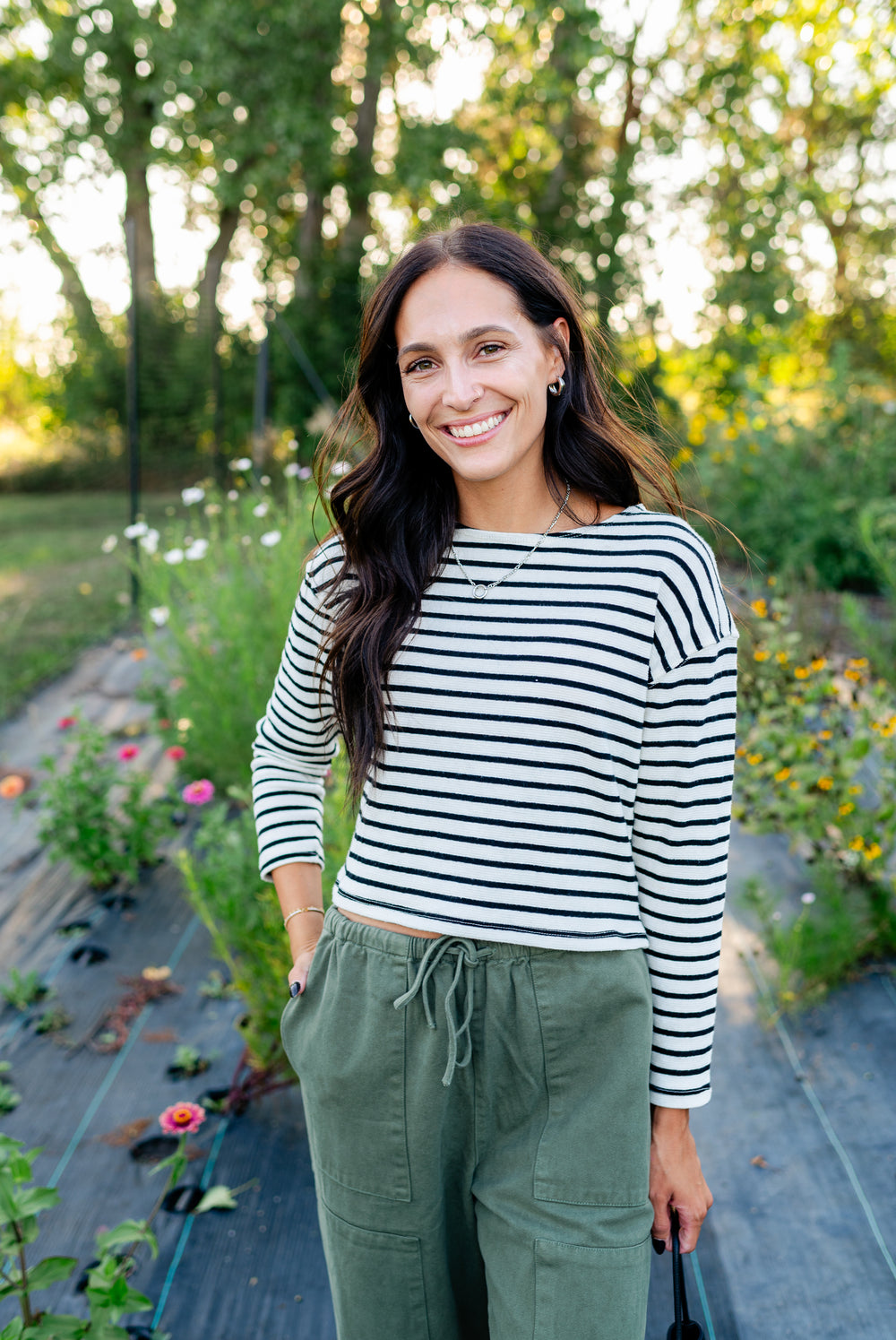 Jenna Striped Boatneck Long Sleeve