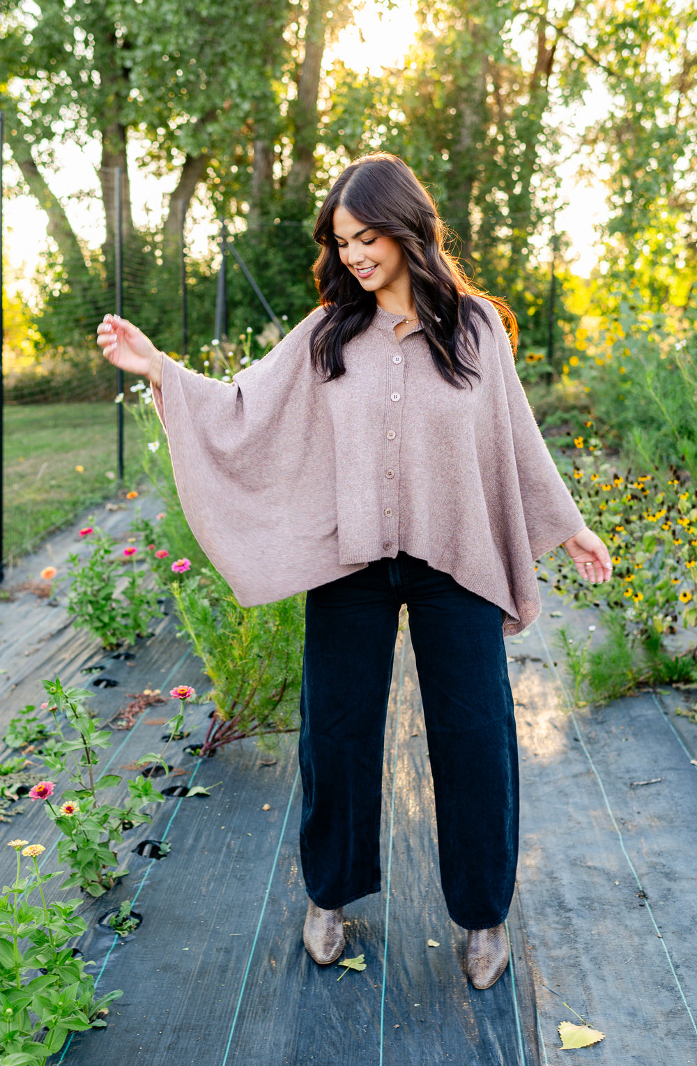 Costanza Button Front Poncho