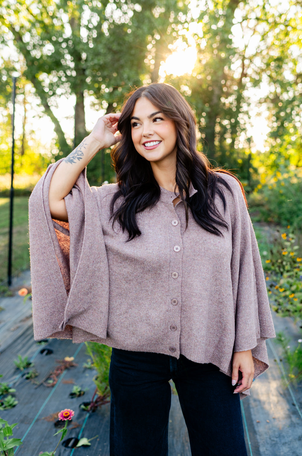 Costanza Button Front Poncho