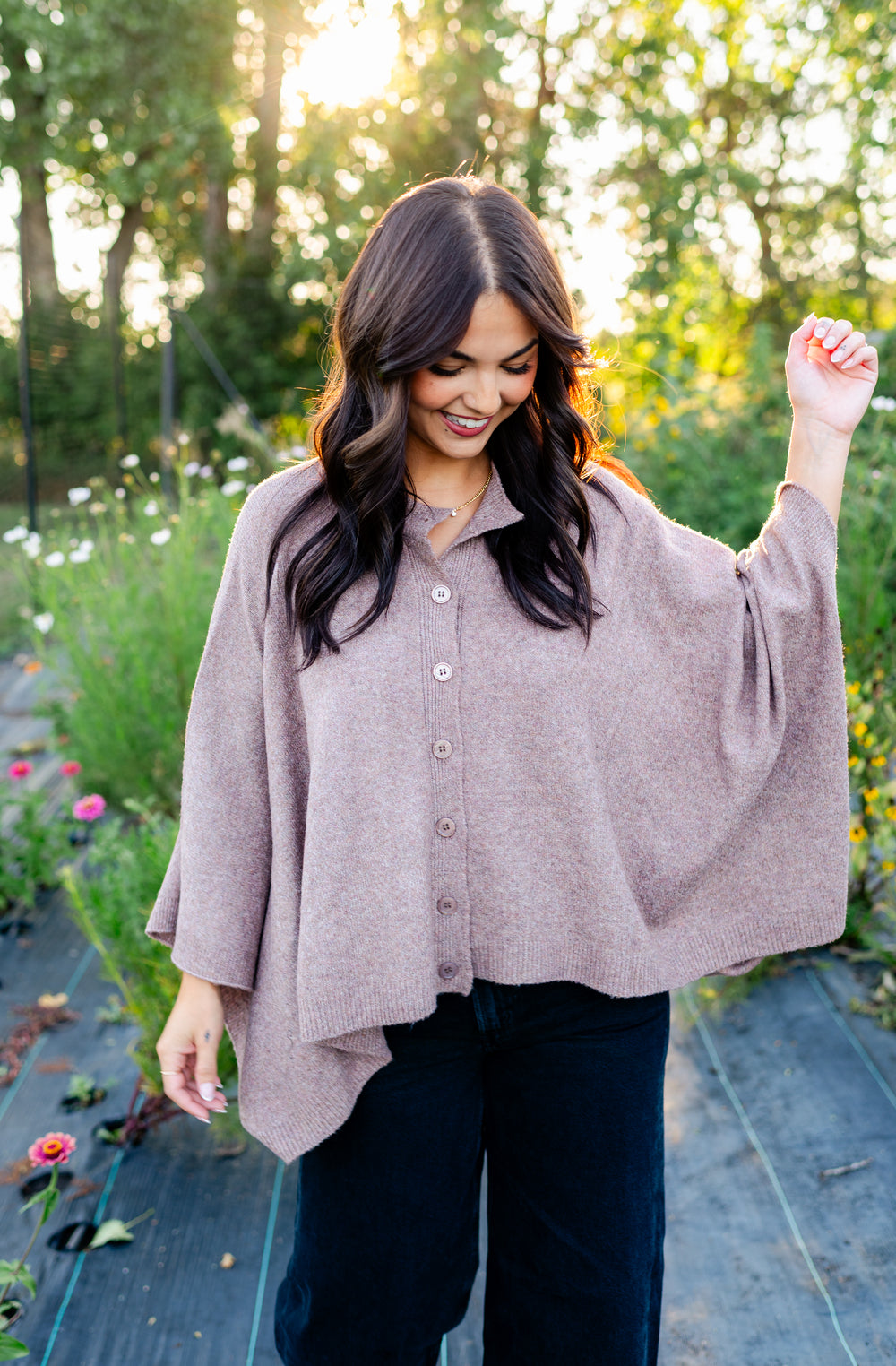 Costanza Button Front Poncho