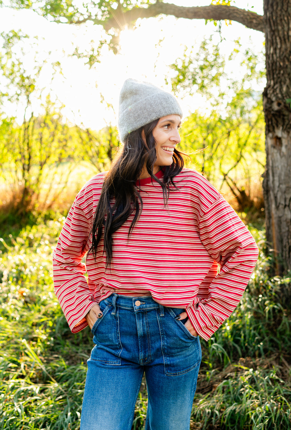 I Keep Asking Striped L/S Tee