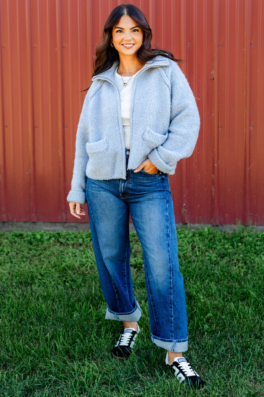 Sparkle In Her Eyes Zip Through Sweater