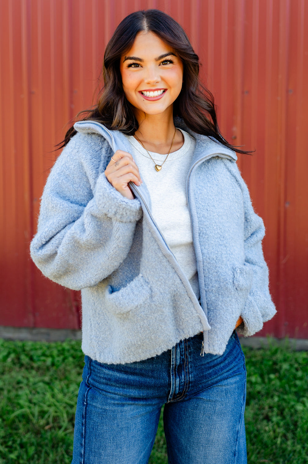Sparkle In Her Eyes Zip Through Sweater