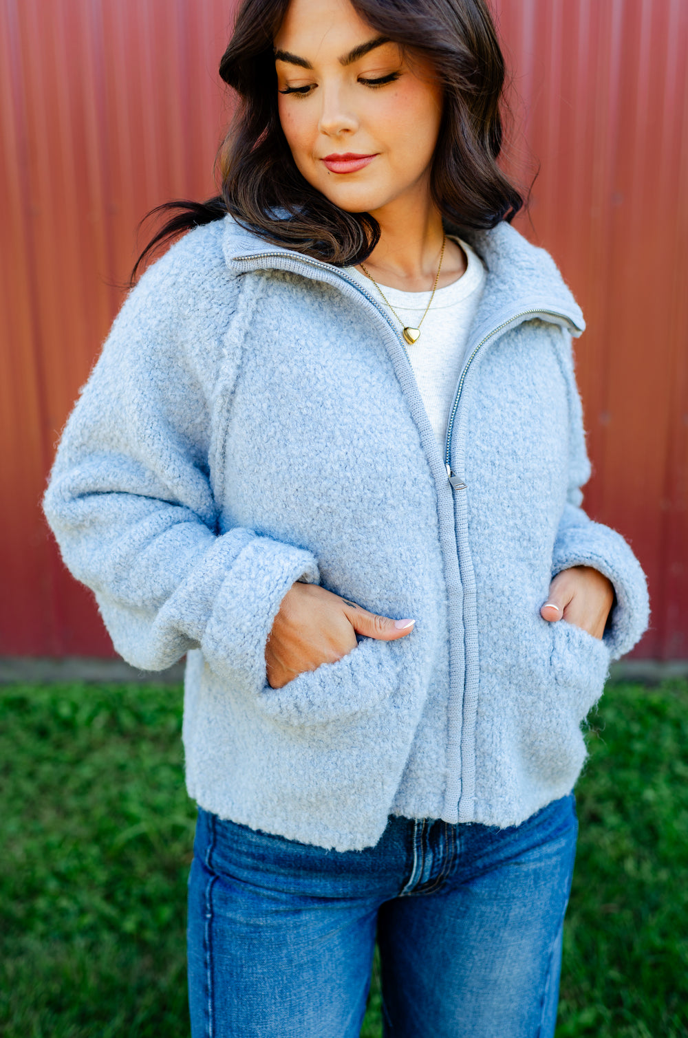 Sparkle In Her Eyes Zip Through Sweater