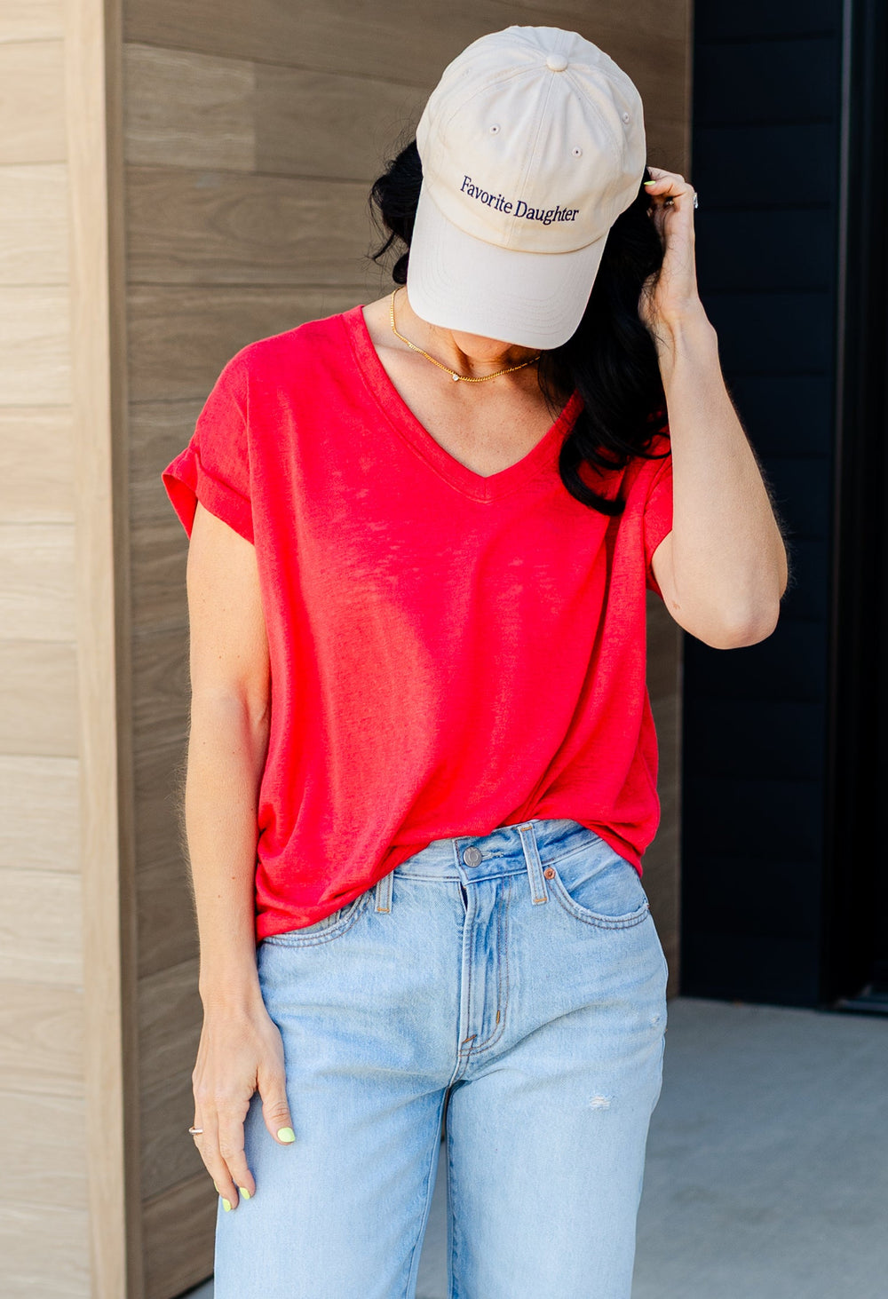For A Few Moments Hacci Slub V Neck