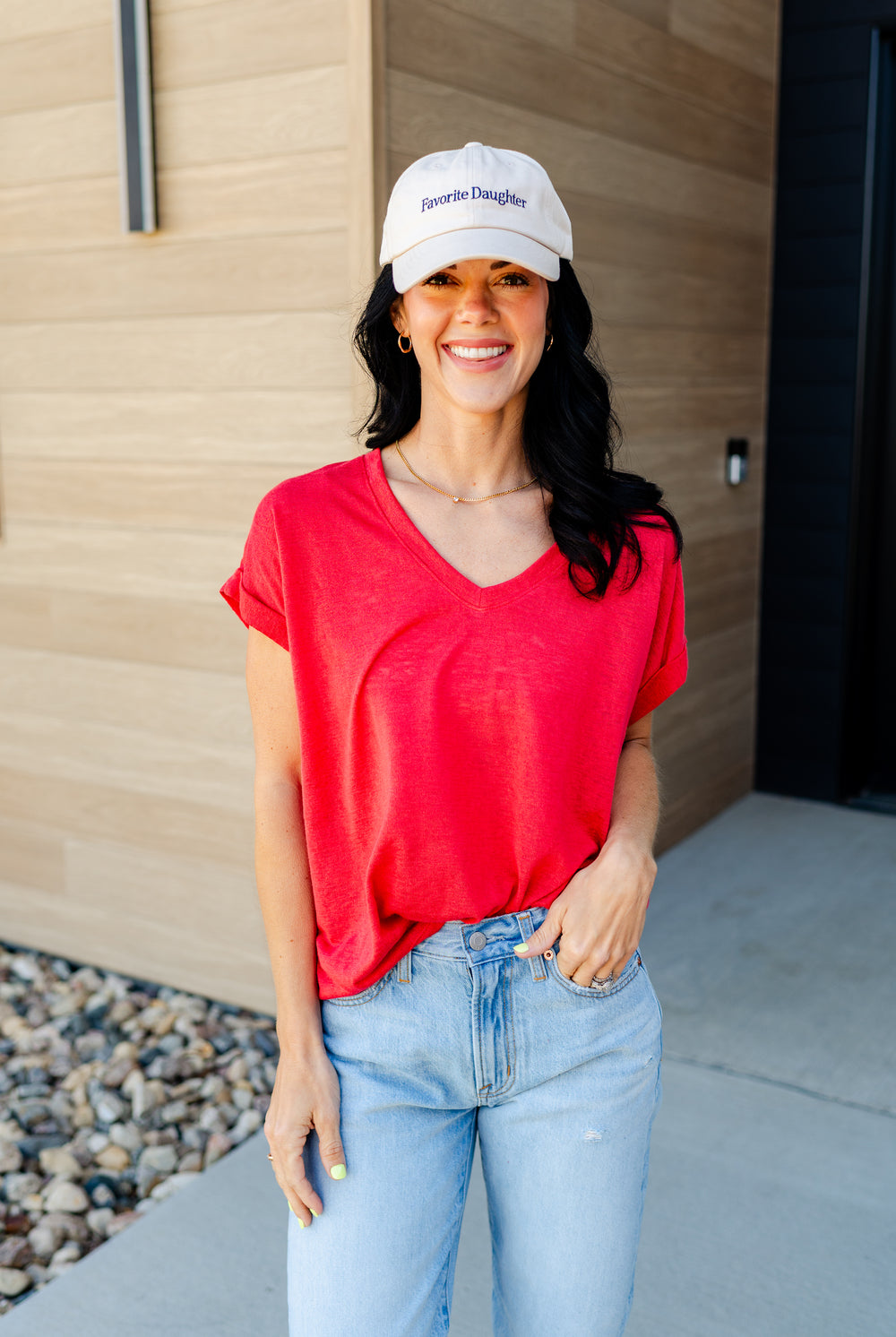 For A Few Moments Hacci Slub V Neck