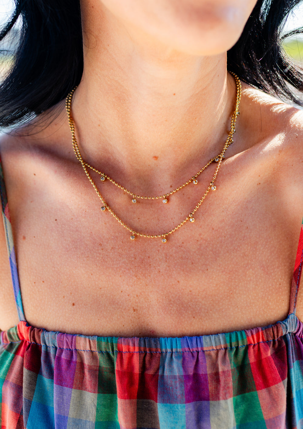 Robyn Double Strand CZ Bead Necklace