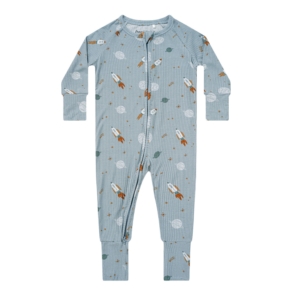 Space Explorers Small Ribbed Zip Romper