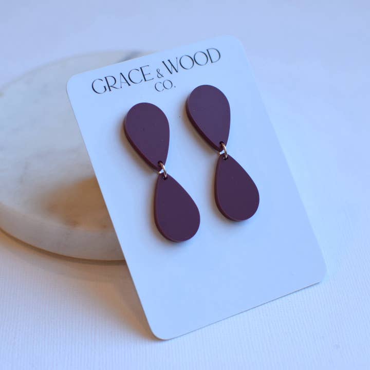 Mirrored Teardrop Drop Stud Earring