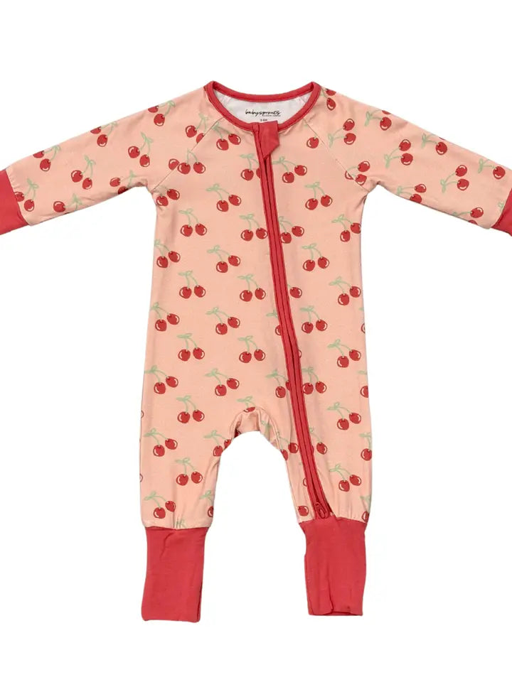 Cherries Long Sleeve Zip Romper