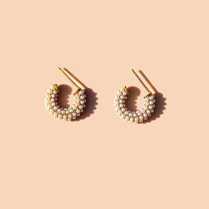 Mini Dot Pearl Hoops