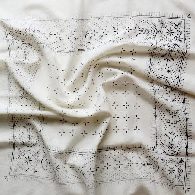Classic Print Naturally Raw Silk Bandana Scarf