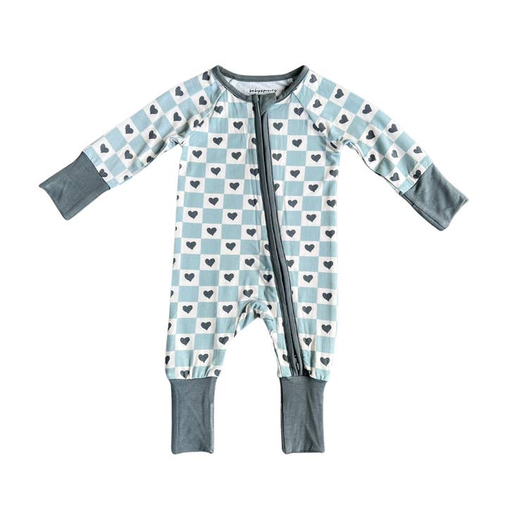 S24 Checkered Boy's Hearts Valentines Romper