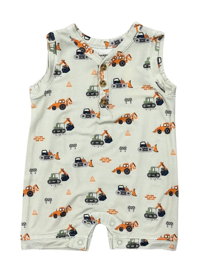 Construction Boy's Sleeveless Romper