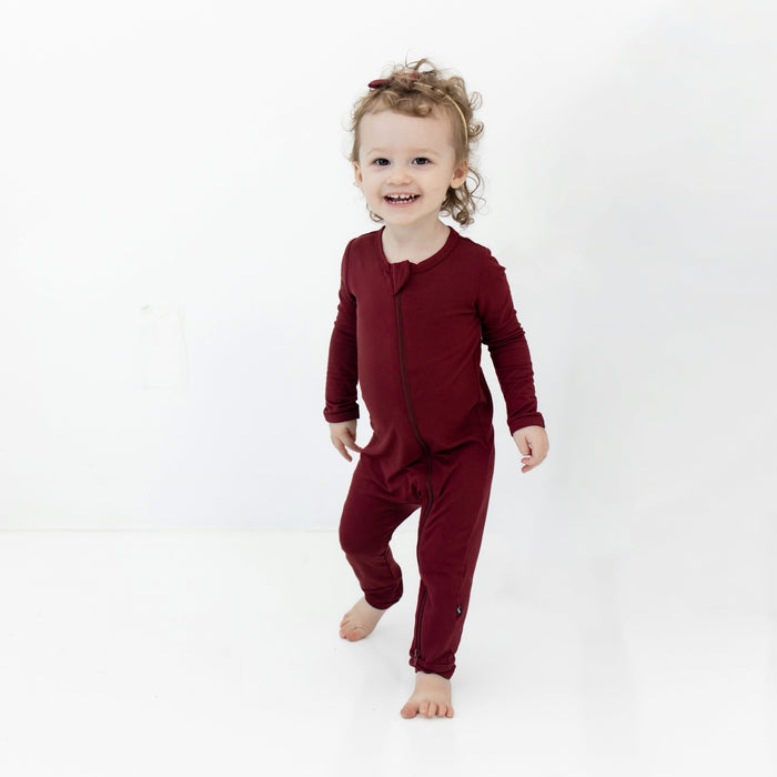 Burgundy Zippered Footie