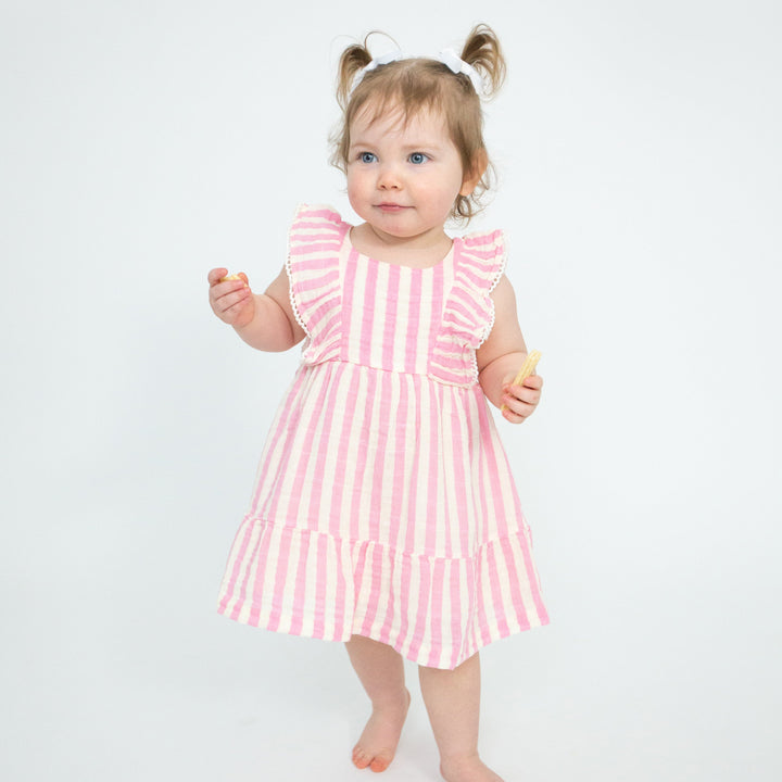 Pink Stripe - Dress and Diaper Cover
