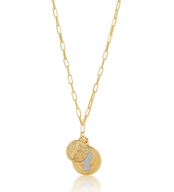 Saint II - St. Benedict  Coin Necklace