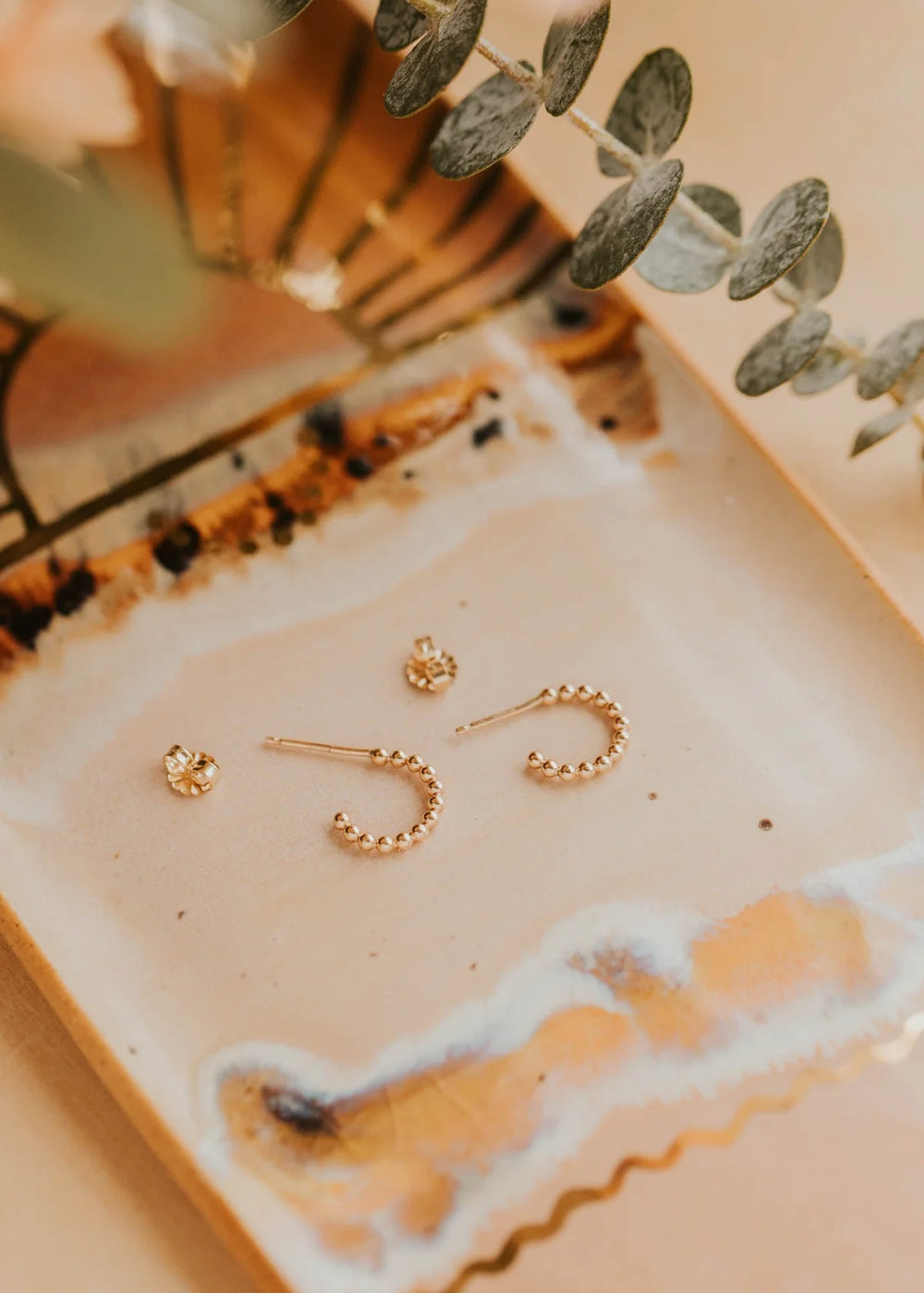 Beaded Huggie Hoops