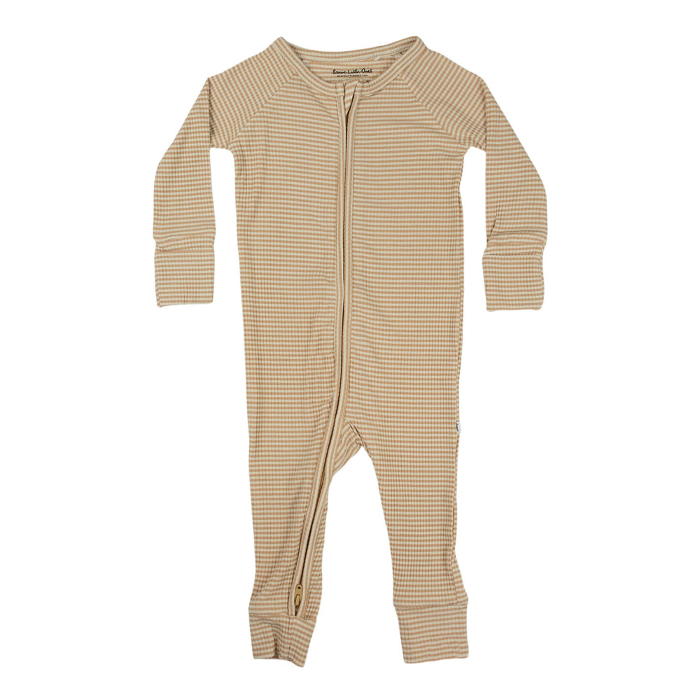 Honey Stripe Small Ribbed Zip Romper